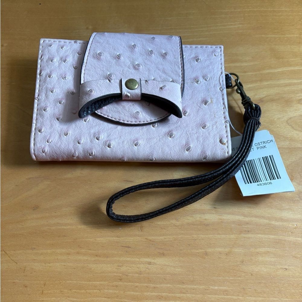 NWT Faux Ostrich Wristlet/Wallet in Pink